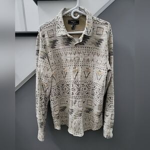 Foreve 21 Button Down Shirt Med Southwestern Print Long Sleeve Cotton Collar NWT